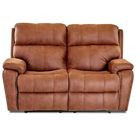Casual Power Reclining Loveseat with Nails and USB Charging Ports